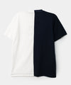 Camiseta manga corta para niño en tela suave color azul y marfil