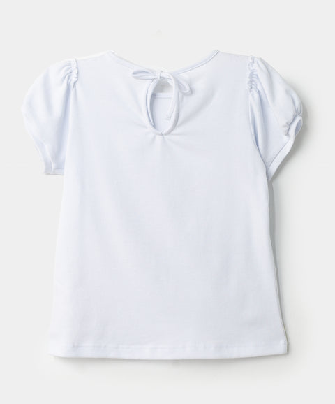 Blusa manga corta para bebé niña en licra color blanco