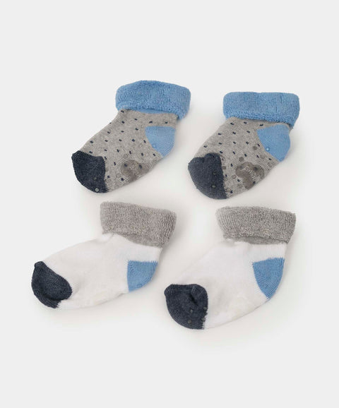 Medias x 2 para bebé niño en algodón color azul oscuro