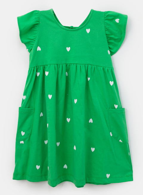 Vestido para bebé niña en franela color verde