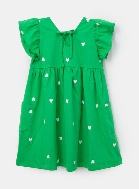 Vestido para bebé niña en franela color verde