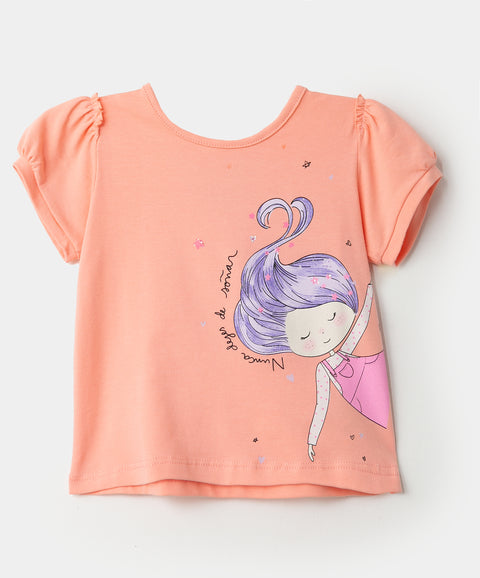 Blusa manga corta para bebé niña en licra color salmón