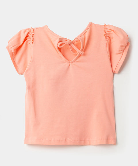 Blusa manga corta para bebé niña en licra color salmón