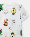 Camiseta para bebé niño en tela suave color marfil