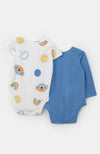 Set x 2 para recién nacido en tela suave color marfil y azul