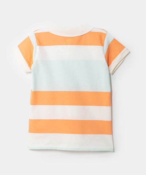 Camiseta tipo polo para bebé niño en algodón color marfil