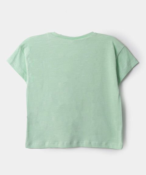 Camiseta manga corta para bebé niña en licra color verde claro