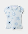 Camiseta tipo polo para niña en algodón color azul claro