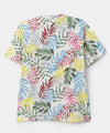 Camiseta para niño en tela suave color crudo con estampado de hojas