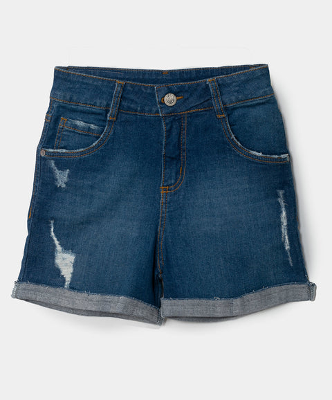 Short para niña en denim color índigo