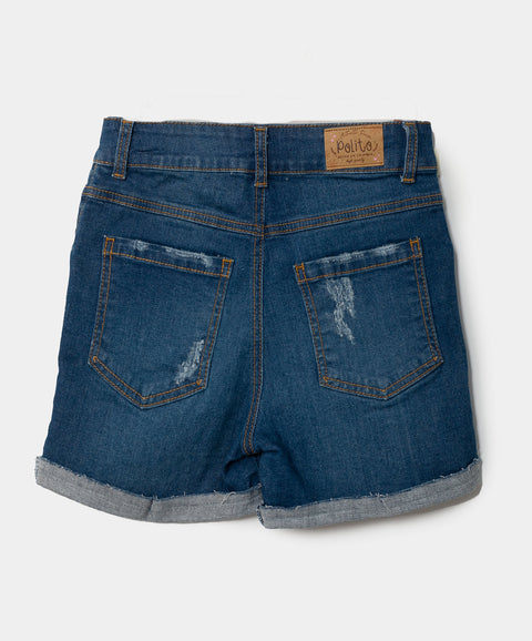 Short para niña en denim color índigo