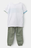 Conjunto de camiseta y jogger para bebé niño color blanco con verde