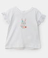 Blusa para recién nacida en licra color blanco con estampado de conejo animado