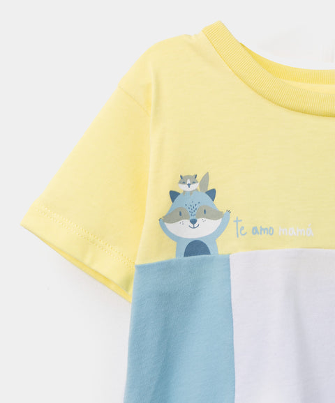 Camiseta Para Recién Nacido En Tela Suave Manga Corta Color Lima