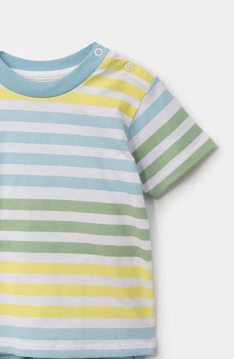 Conjunto de camiseta Y jogger para recién nacido en tela suave y burda color azul