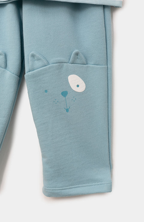 Conjunto de camiseta Y jogger para recién nacido en tela suave y burda color azul