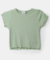 Camiseta manga corta para niña en rib color verde