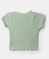 Camiseta manga corta para niña en rib color verde