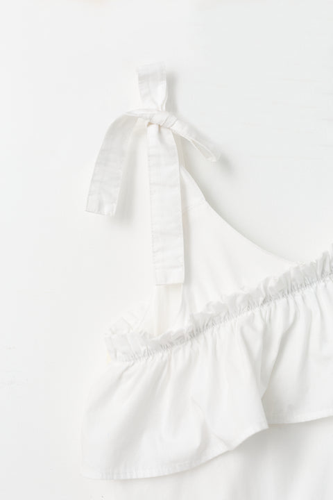 Vestido para niña en popelina color blanco