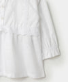 Blusa manga larga para bebé niña en popelina color blanco con detalles de encajes