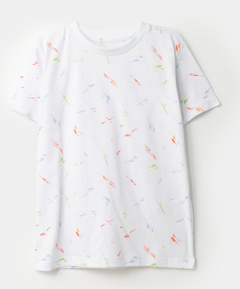 Camiseta manga corta para bebé niño en tela suave color blanco