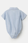 Camisa manga corta para recién nacido en grosella color blanco con rayas azules