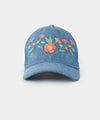 Gorra para niña color índigo con flores bordadas