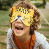 Antifaz para bebé niño color amarillo con estampado de leopardo