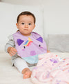 Babero para bebé niña color lila con estampado de unicornio